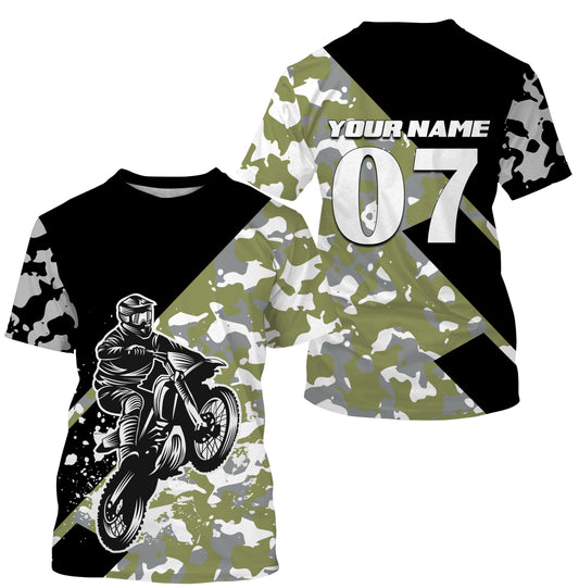 Custom Dirt Bike Jersey UPF30+ UV Protect, Camo Motocross Off-Road Motorcycle Riders Racewear| NMS438