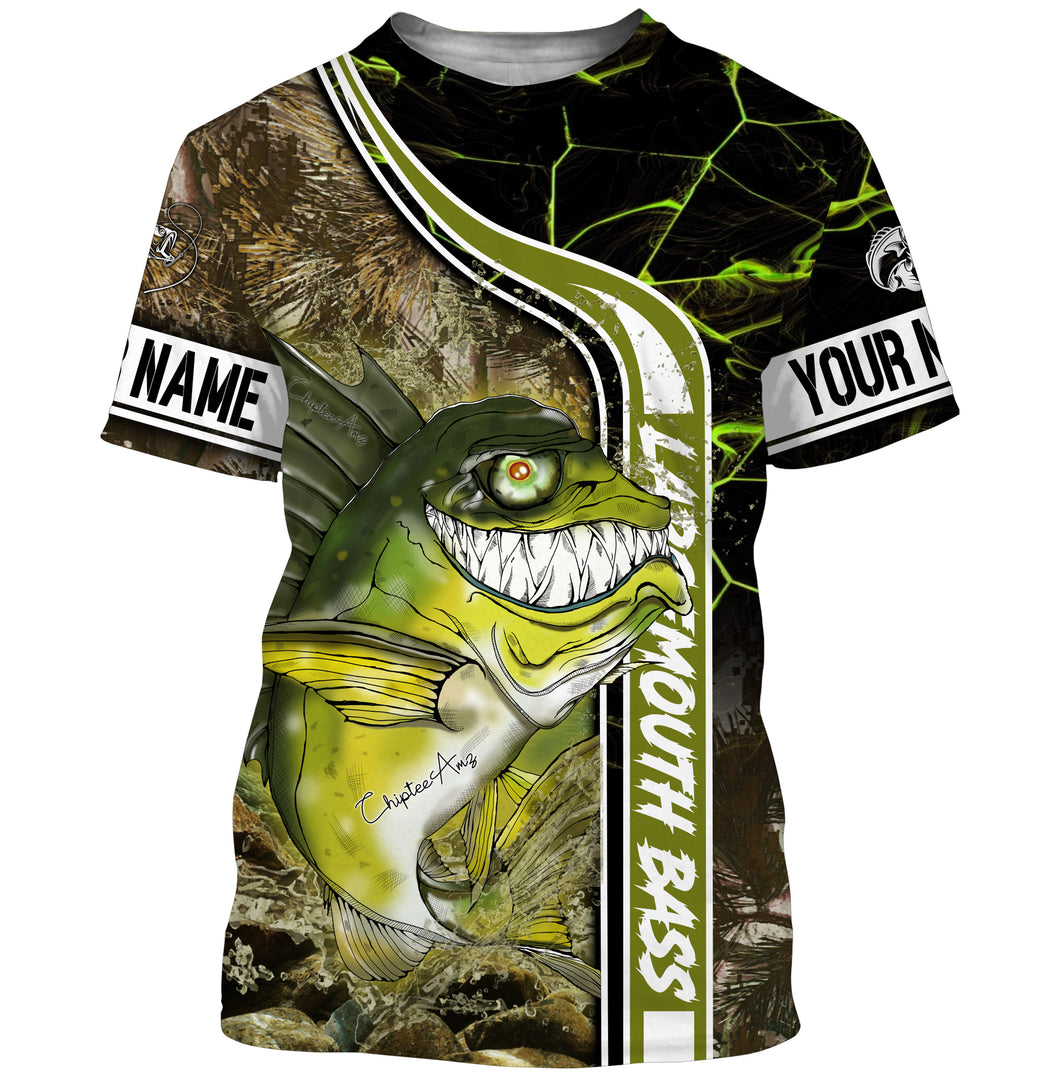 Largemouth Bass fishing custom name with ChipteeAmz's art UV protection shirts AT011