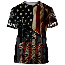 Load image into Gallery viewer, Personalized American Hiking Shirt - Patriotic Skull Hiking Sticks Jersey, Gifts for Hikers and Campers| SP119