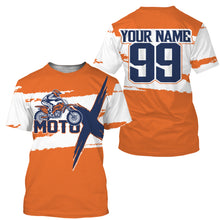 Load image into Gallery viewer, Custom name number dirt bike racing jersey orange kids men Motocross off-road UPF30+ MotoX shirt PDT126