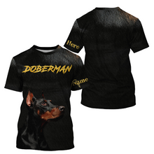 Load image into Gallery viewer, Love Doberman Hoodie Long Sleeve T-shirt| Custom Name Doberman All Over Print Shirt for Him Her| JTSD273