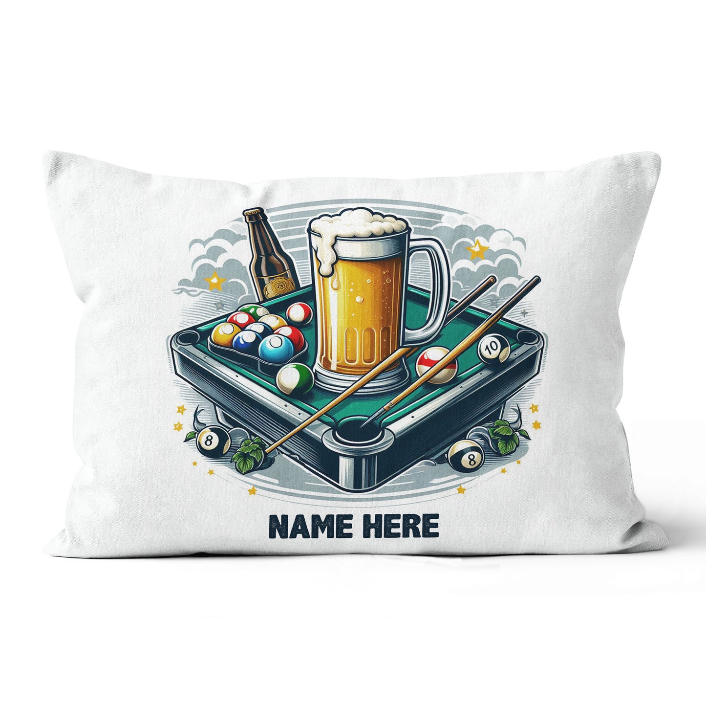 Funny Billiard Balls And Beer Custom White Pillow, Billiard Pillow Gifts TDM0839