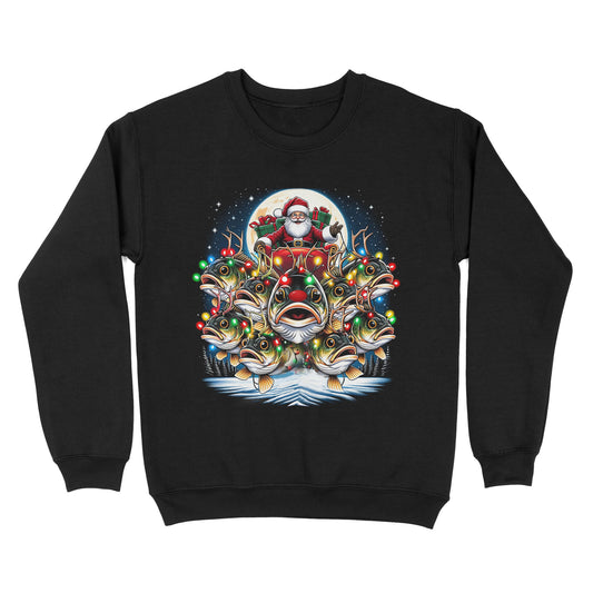 Sweatshirt - Nine Bass fish as Santa's Reindeer