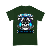 Load image into Gallery viewer, Motocycle Men T-shirt - Live Fast Ride Faster, Cool Skull Riding Tee Motocross Off-road Racing Shirt| NMS128 A01
