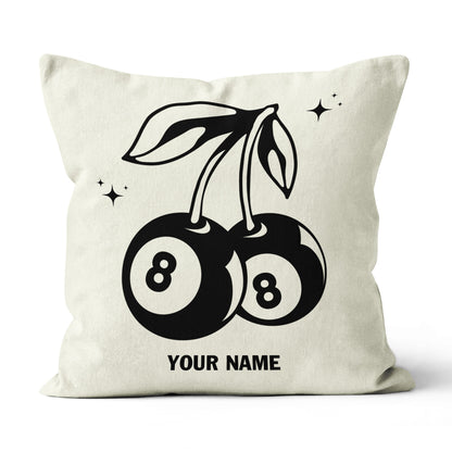 Personalized 8 Ball Cherry Billiards Pillows Custom Beige White Pillow TDM0742