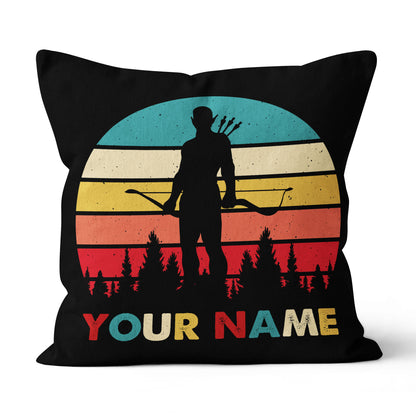 Funny Archer Retro Vintage Style Personalized Name Archery Throw Pillows TDM0775