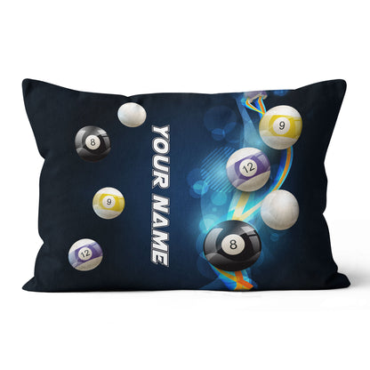 Personalized 3D Billiard Balls On Blue Glowing Pillow Best Custom Pillow TDM0759
