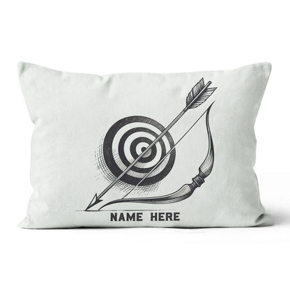 Personalized Target Bow Arrow Archery Line Drawing Pillow, Archery Gifts VHM0913