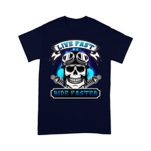 Load image into Gallery viewer, Motocycle Men T-shirt - Live Fast Ride Faster, Cool Skull Riding Tee Motocross Off-road Racing Shirt| NMS128 A01