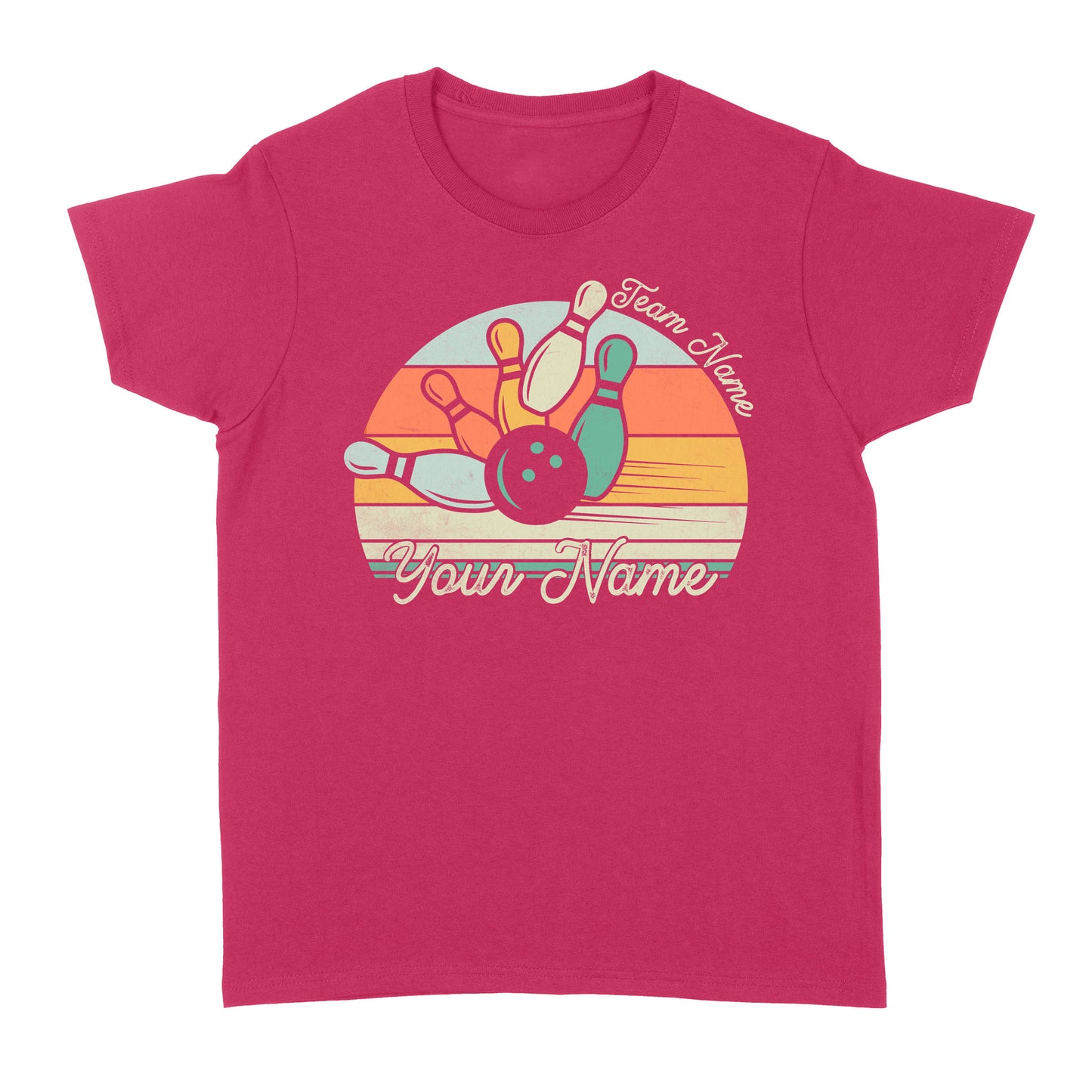 Custom Bowling Retro Shirt, Personalized Bowling Name Women's T-shirt