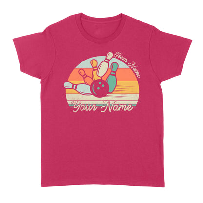 Custom Bowling Retro Shirt, Personalized Bowling Name Women's T-shirt