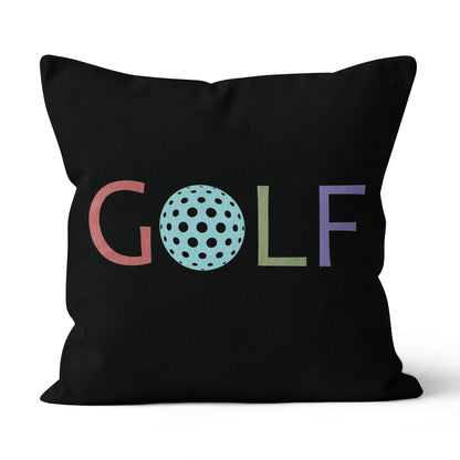 Multicolor Golf Word Black Throw Pillow Cool Golf Gifts For Golfer LDT1210