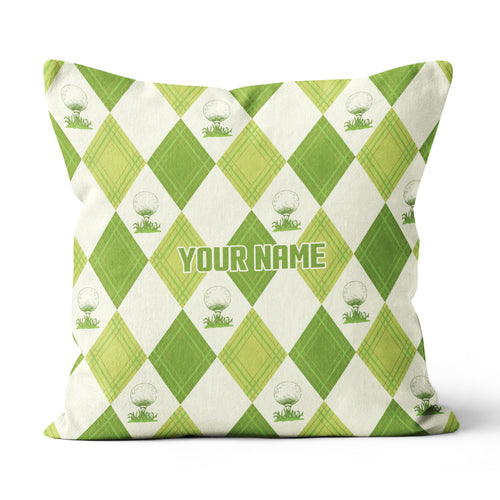 Green Argyle Pattern Golf Ball Custom Pillow Personalized Golfer Gifts LDT1096
