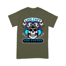 Load image into Gallery viewer, Motocycle Men T-shirt - Live Fast Ride Faster, Cool Skull Riding Tee Motocross Off-road Racing Shirt| NMS128 A01