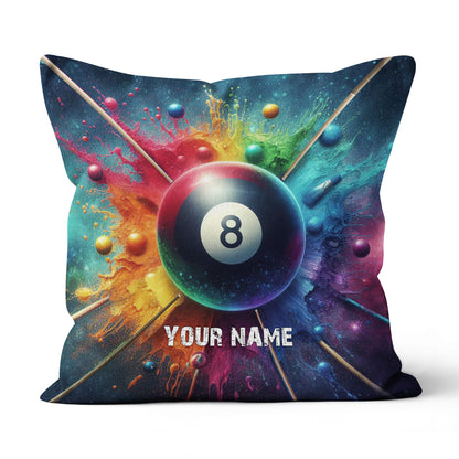 Personalized Colorful Painted 8 Ball Billiard 3D Pillow, Billiards Gifts VHM0901