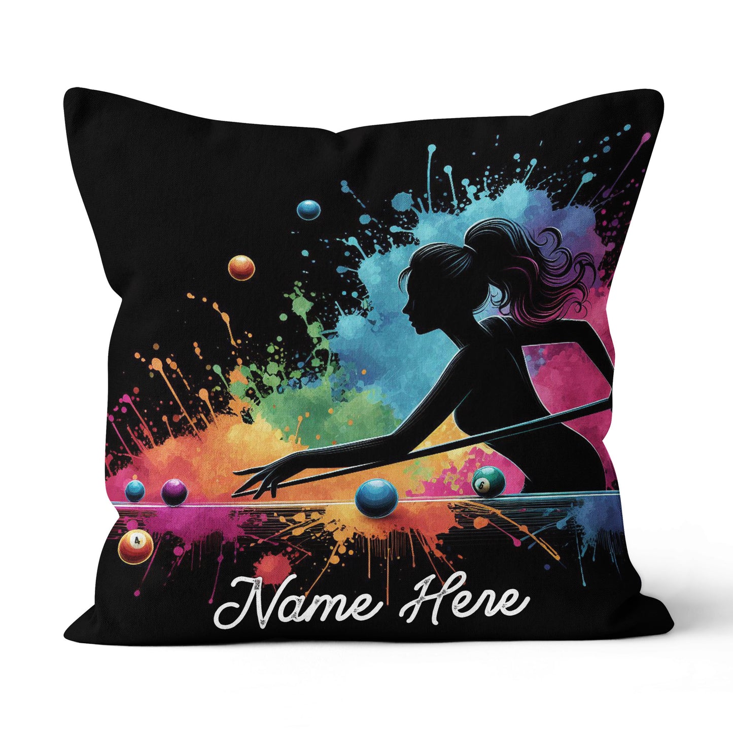 Colorful Women Billiard Player Custom Throw Pillow, Billiard Pillow Gift TDM0831