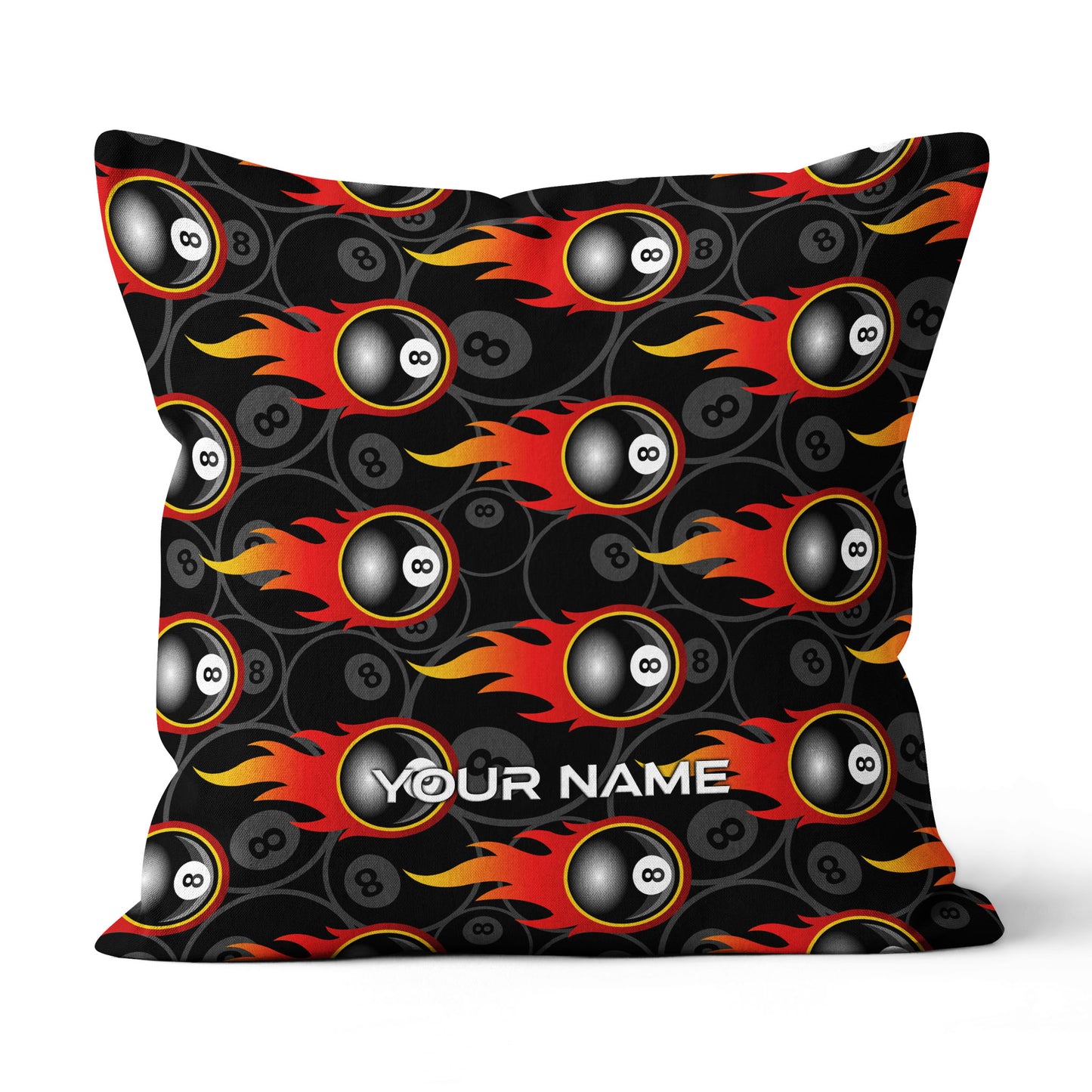 Custom 8 Ball Flame Full Printing Billiard Pillow, Snooker Pool Gifts TDM0749