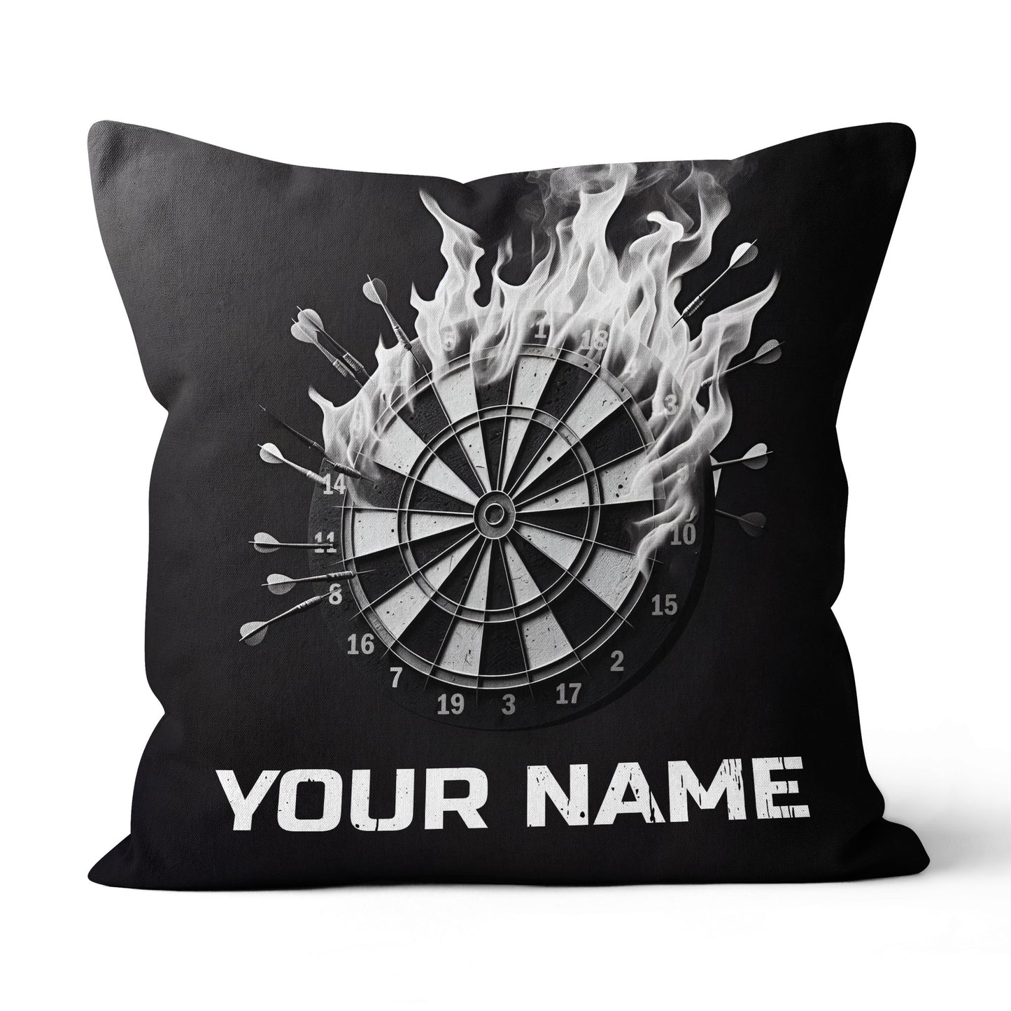 Black White Darts Flame Custom Throw Pillow Personalized Darts Gifts LDT1159