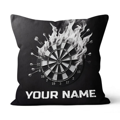 Black White Darts Flame Custom Throw Pillow Personalized Darts Gifts LDT1159