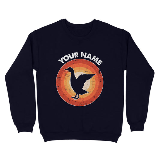 Goose Retro Vintage Sunset Custom Name Shirt, Goose Hunting Shirt, Personalized Gift for Goose Bird Lover Standard Sweatshirt FSD2347D08