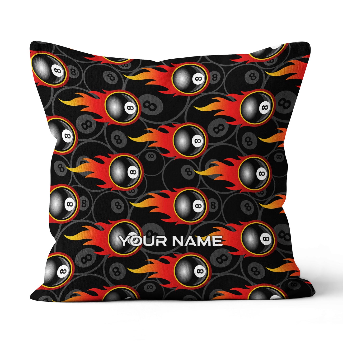 Custom 8 Ball Flame Full Printing Billiard Pillow, Snooker Pool Gifts TDM0749