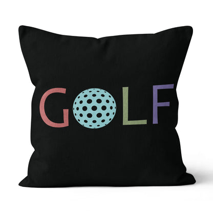 Multicolor Golf Word Black Throw Pillow Cool Golf Gifts For Golfer LDT1210