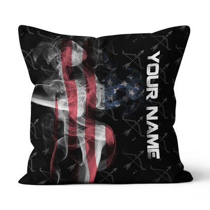 Personalized Smoke US Flag Bow Archery Pillow Custom Pillow Archery Gift VHM0848