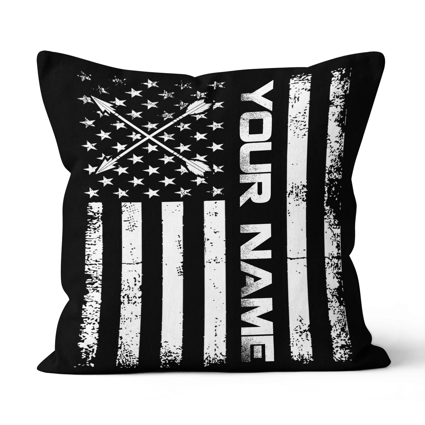 Custom Black White Vintage US Flag Archey Pillow, Patriotic Throw Pillow TDM0776