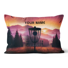 Load image into Gallery viewer, Sunset Disc Golf Basket Custom Name Pillow Personalized Disc Golf Gifts LDT1168