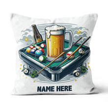 Load image into Gallery viewer, Funny Billiard Balls And Beer Custom White Pillow, Billiard Pillow Gifts TDM0839