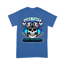 Load image into Gallery viewer, Motocycle Men T-shirt - Live Fast Ride Faster, Cool Skull Riding Tee Motocross Off-road Racing Shirt| NMS128 A01