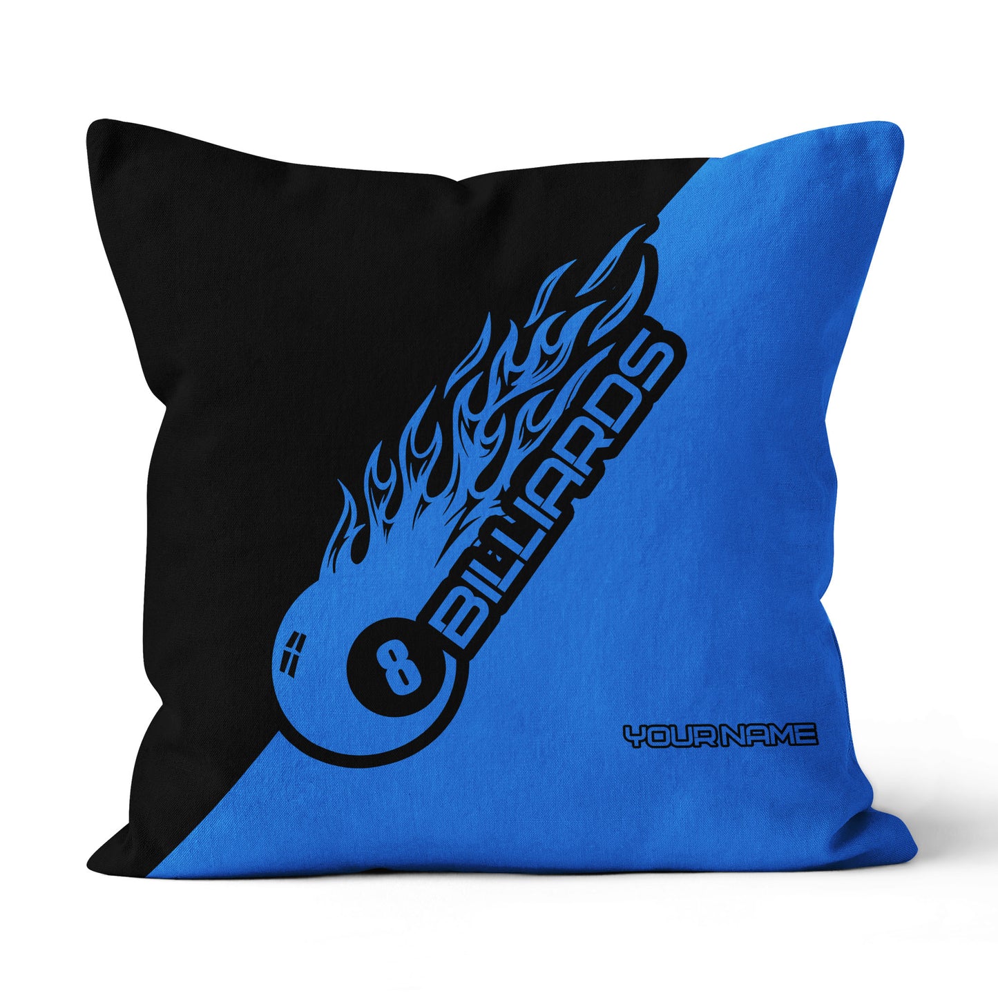Black Blue 8 Ball Billiard Pillow Custom Name Pool Gifts Throw Pillow TDM0793