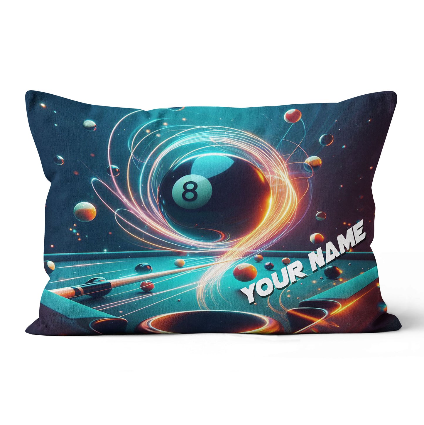 Personalized Billiard Balls In Space 3D Pillow, 8 Ball Pool Throw Pillow VHM0895