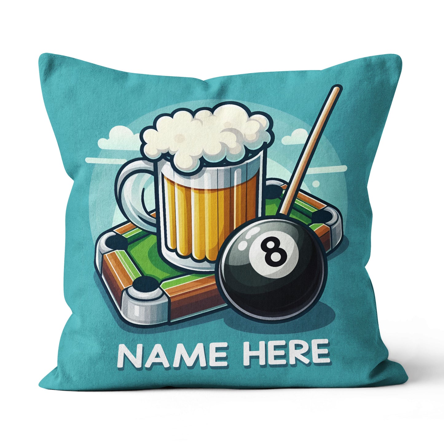Personalized Funny Beer And Billiards 8 Ball Throw Pillow Billiard Gifts VHM0929