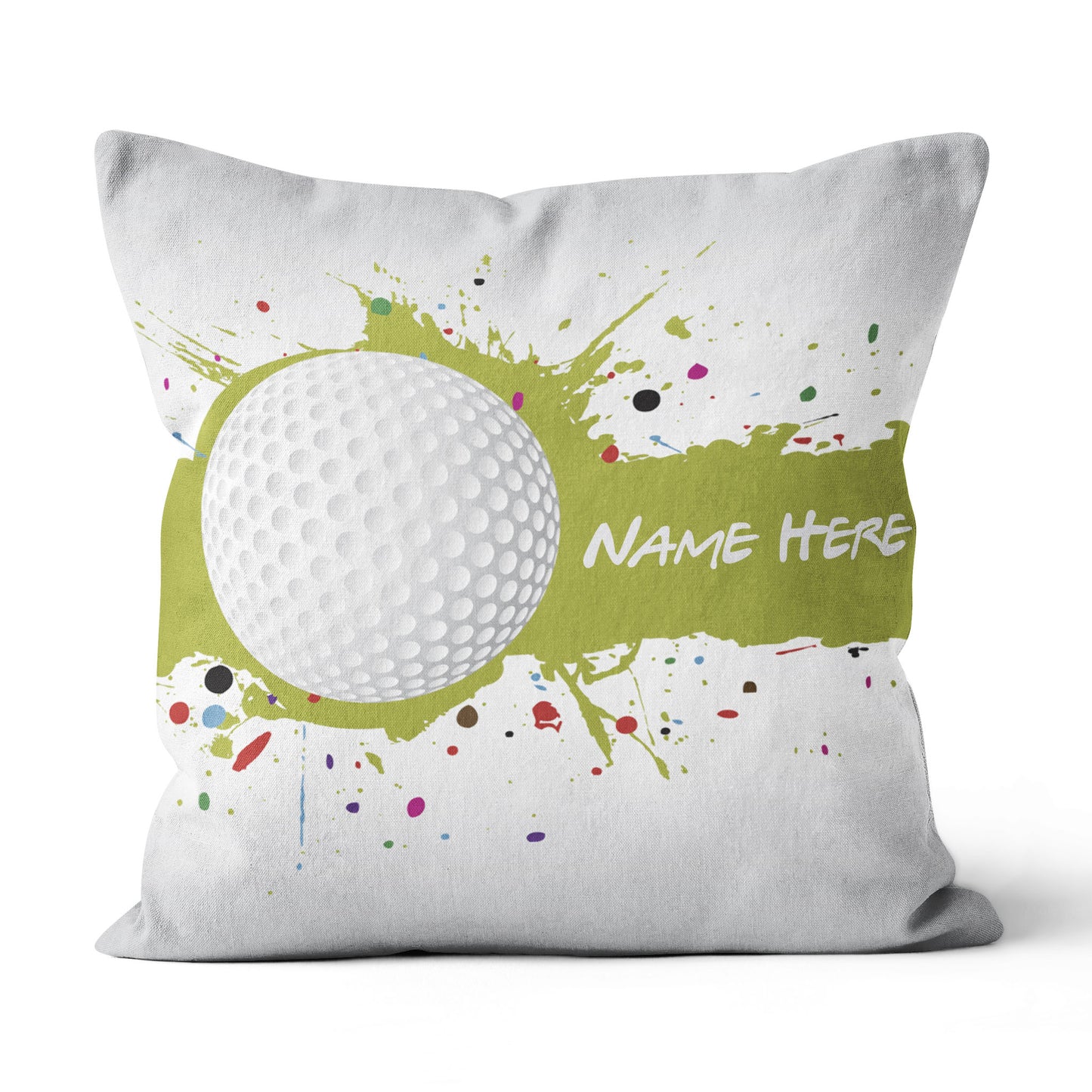 Green Splash Golf Ball Custom Throw Pillow Personalized Golfing Gifts LDT1201