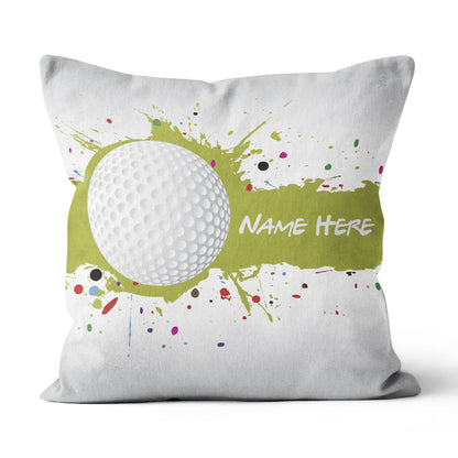 Green Splash Golf Ball Custom Throw Pillow Personalized Golfing Gifts LDT1201
