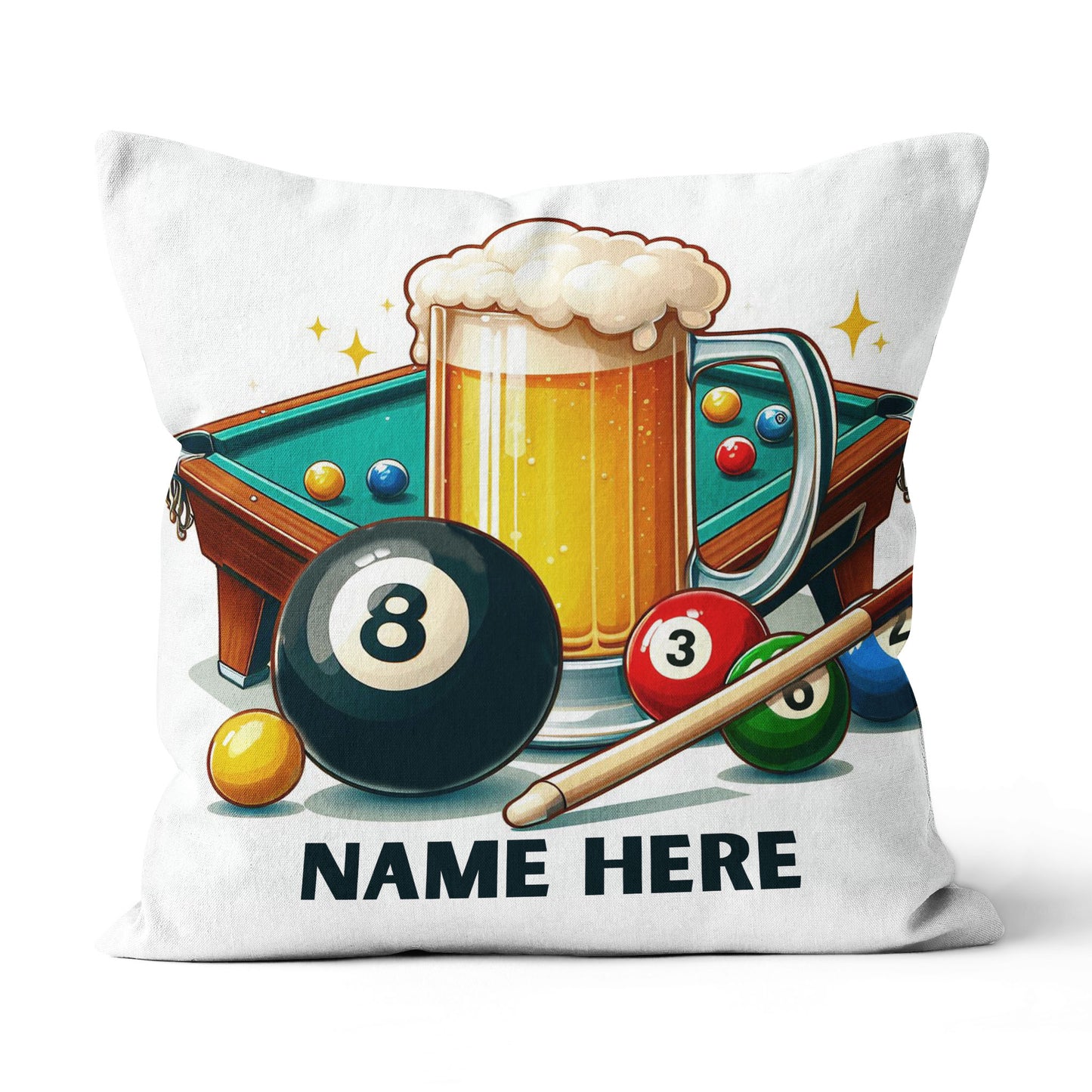 Funny Billiard And Beer Personalized White Pillow, Billiard Cute Pillows TDM0842