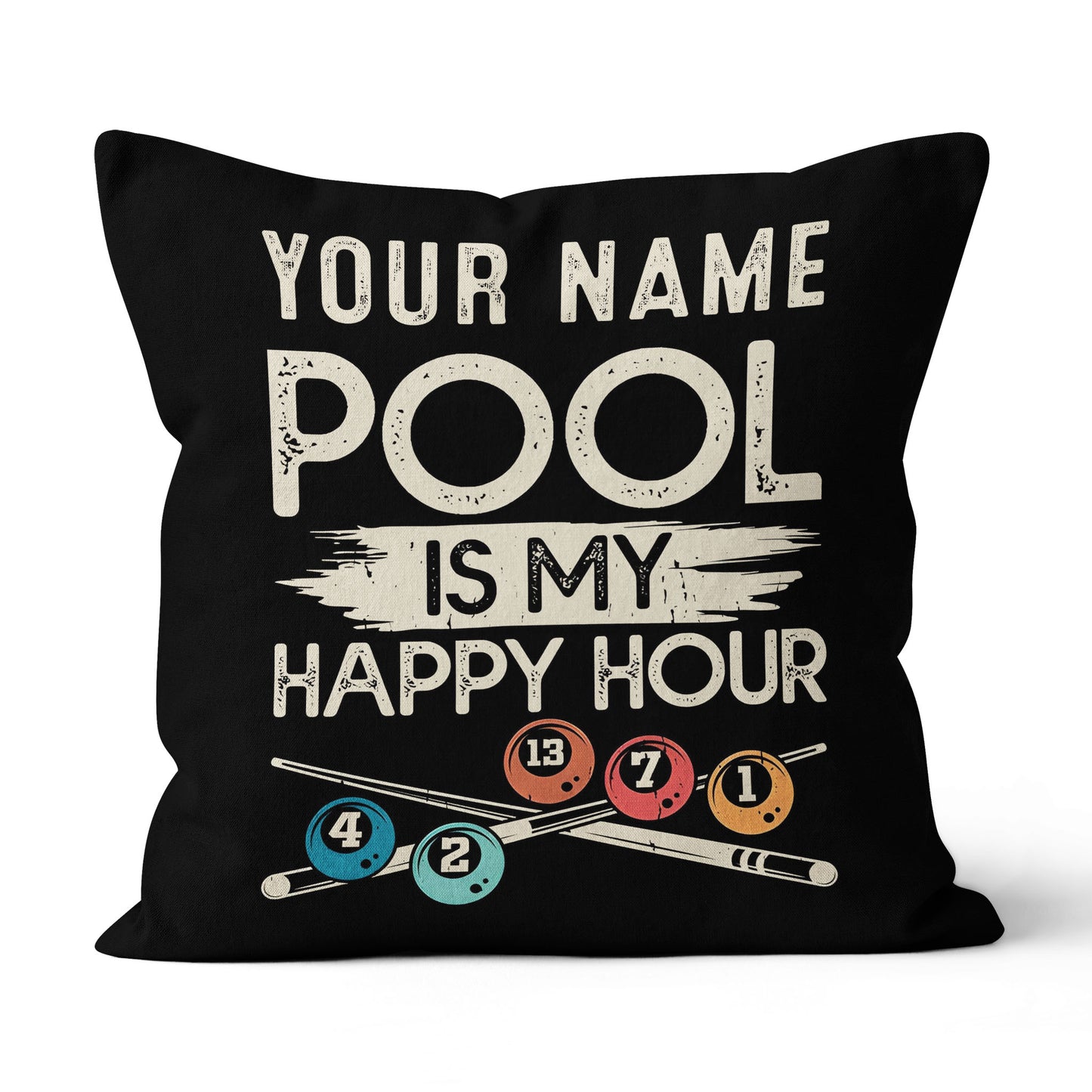 Personalized Pool Is My Happy Hour Billiard Pillow Custom Billiard Gifts VHM0881