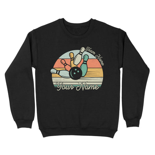 Custom Bowling Retro Shirt, Personalized Bowling Name Crew Neck Sweatshirt