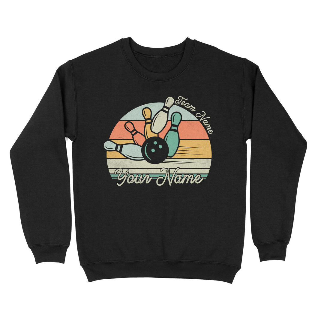 Custom Bowling Retro Shirt, Personalized Bowling Name Crew Neck Sweatshirt