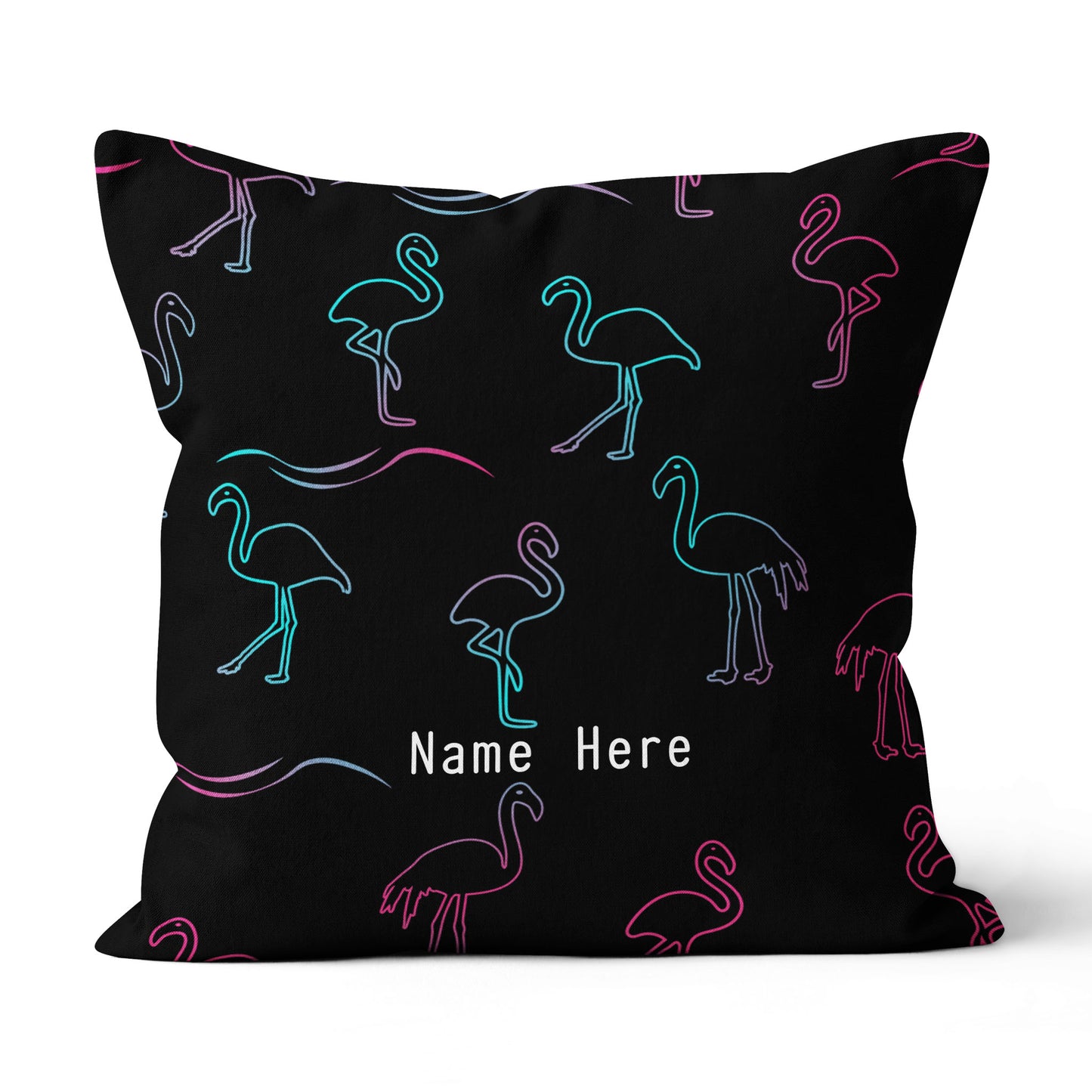 Colorful Neon Flamingo Custom Throw Pillow Personalized Home Decor Gifts LDT1191